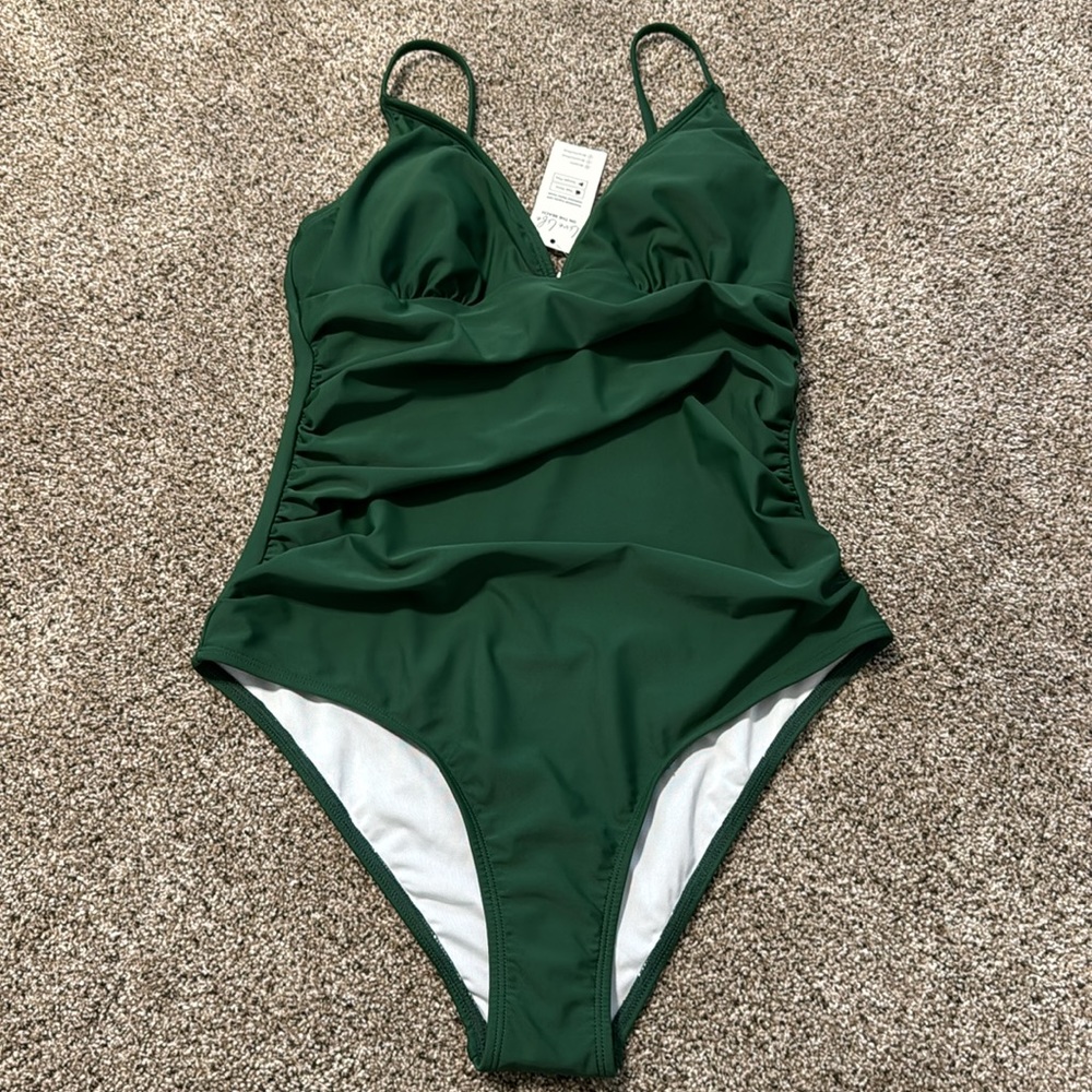 NWT Cupshe Bright Day Shirring One Piece Swimsuit M - Picture 4 of 6